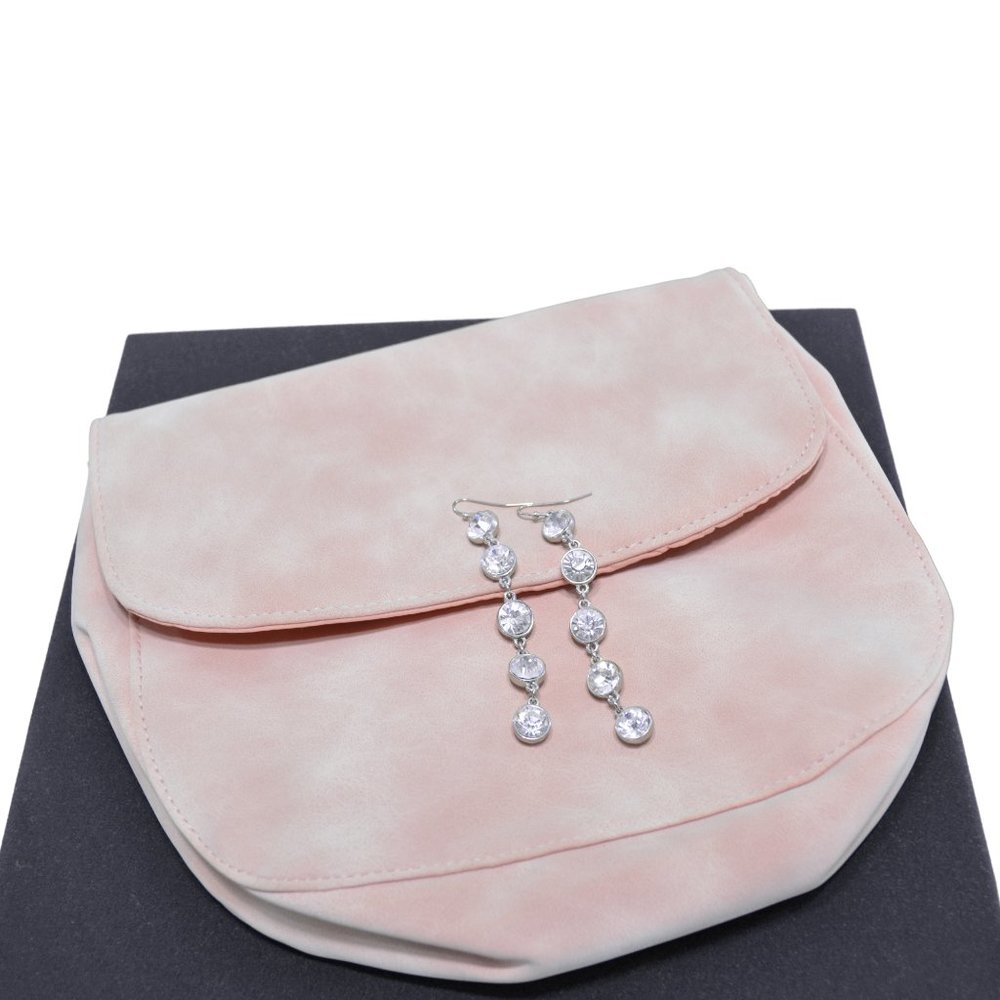 Pink Clutch & Silver Tone Earrings